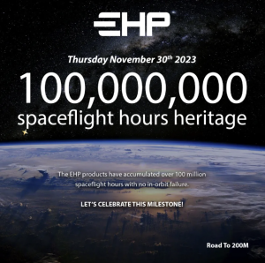 EHP 100,000,000 spaceflight hours heritage with no in-orbit failure